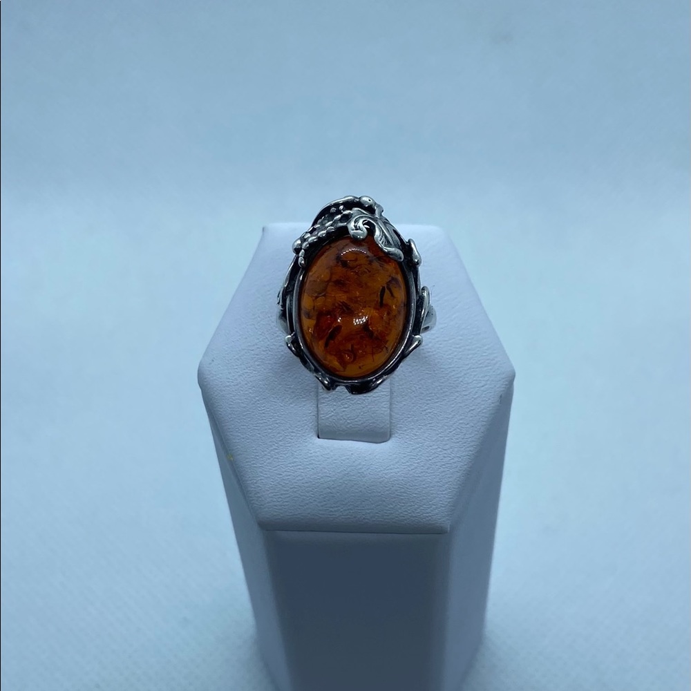 925 Amber Ring - image 1